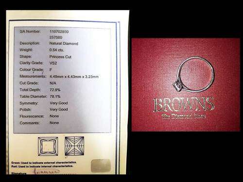 Browns 18ct White Gold , 0.54ct Diamond Ring