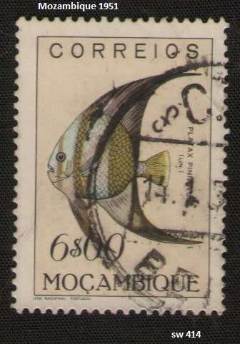  Mozambique used:1951 Fish * 6 E   *Platax pinnatus