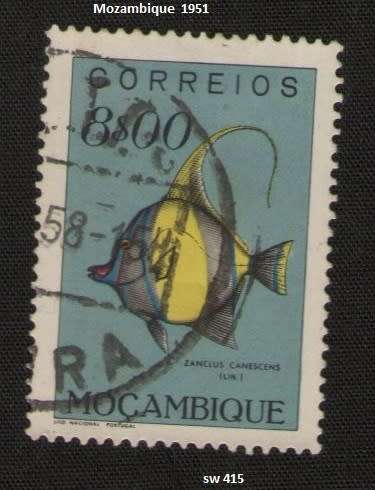 Mozambique used:1951 Fish * 8 E   *Zanclus canescens
