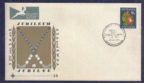 RSA.1973.Hockey (FDC  28) 9c stamp