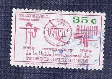 Guatemala .1968.Airmail - The 100th Anniversary of I.T.U. 1965 35c