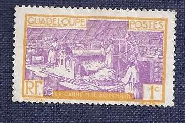 Guadeloupe.1940Sugar Cane in the Mill  3c