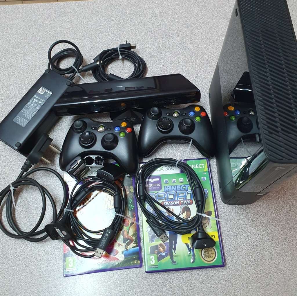 Xbox 360 E 4GB with Kinect and 2 Controllers