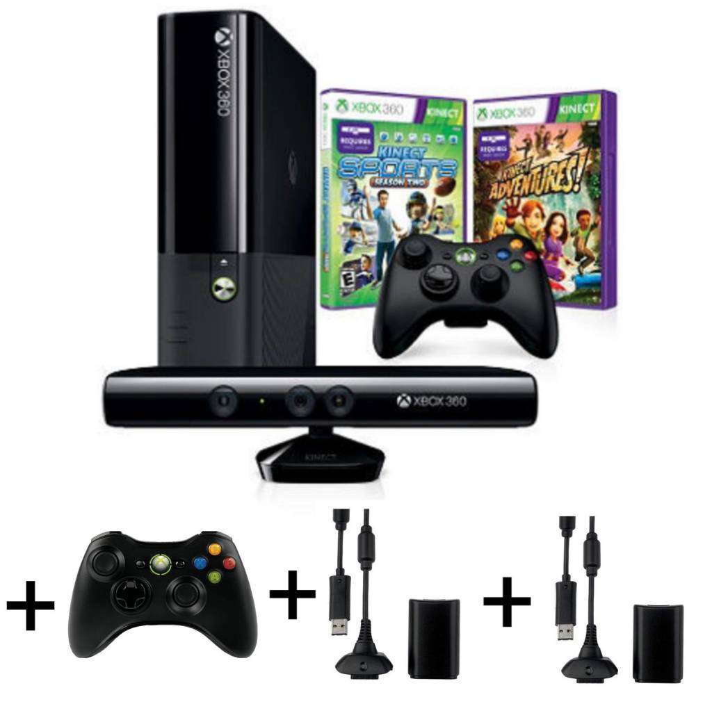 Xbox 360 E 4GB with Kinect and 2 Controllers