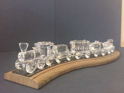 Swarovksi 7 Piece Train set with wooden track