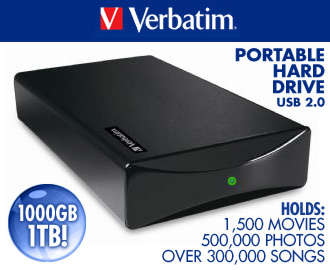 1TB External USB 2.0 Hard Drive >> FREE 4GB Flash Drive << limited offer !