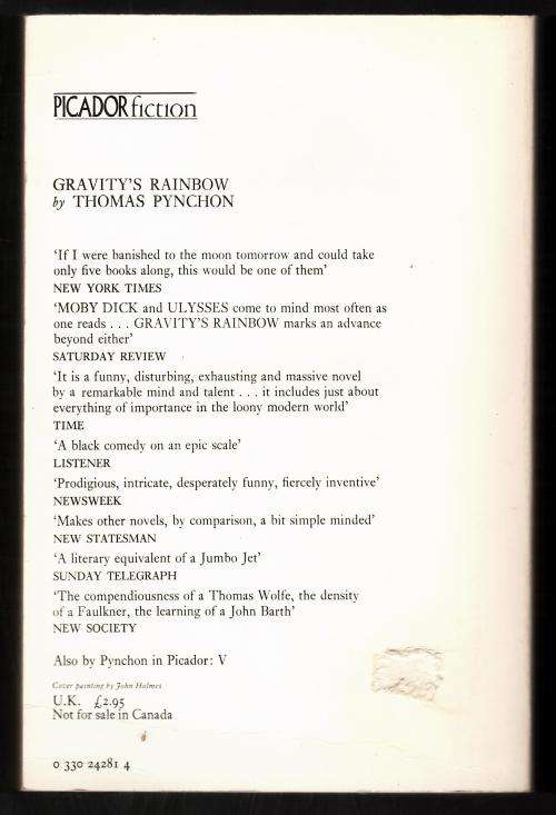 Gravity's Rainbow  --  Thomas Pynchon