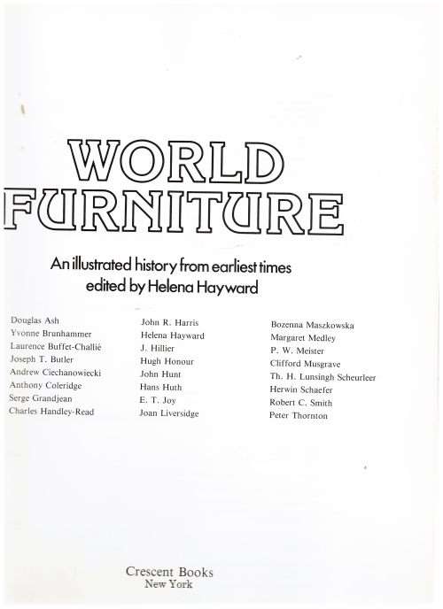 World Furniture: An Illustrated History -- Helena Hayward [Editor]