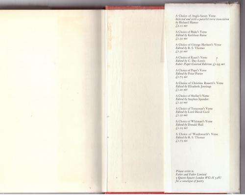 A Choice of Shakespeare`s Verse -- Ted Hughes [Compiler]