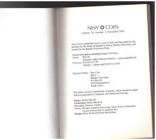 New Coin, Volume 29, Number 2