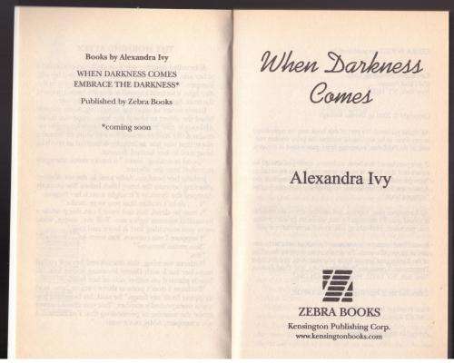 When Darkness Comes (Guardians of Eternity, Book 1) -- Alexandra Ivy