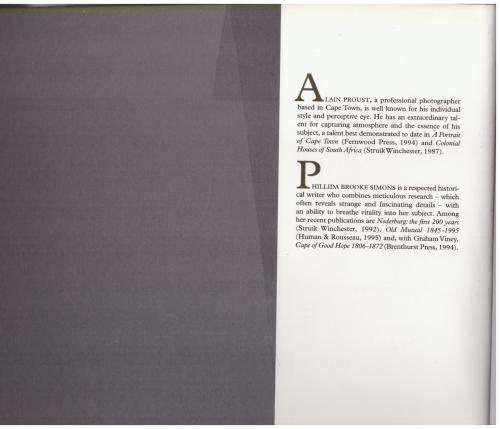 Groote Schuur: Great Granary to Stately Home  --  Phillida Brooke Simons, Alain Proust *SIGNED*