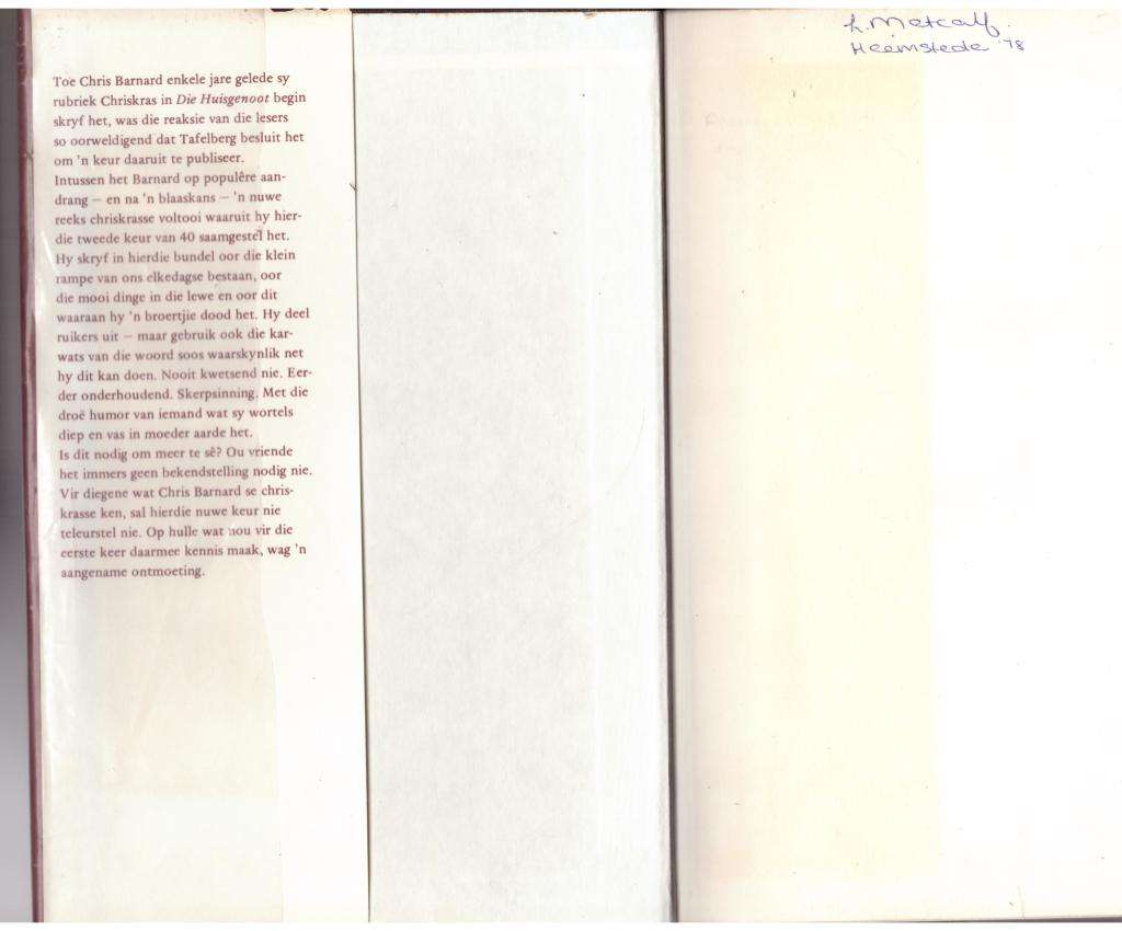 Chriskras: `n Tweede keur -- Chris Barnard