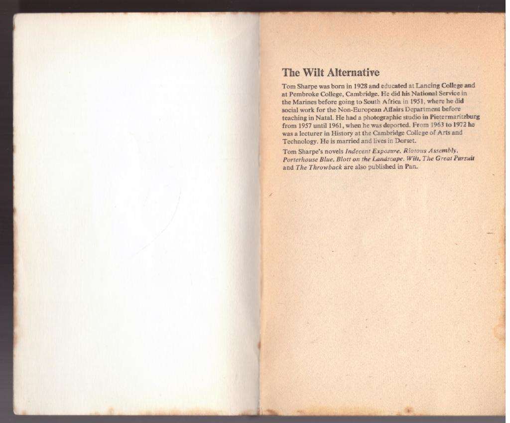 The Wilt Alternative (Wilt Series #2) --  Tom Sharpe