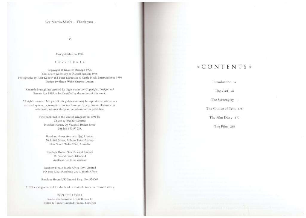 Hamlet: Screenplay  --   William Shakespeare, Kenneth Branagh