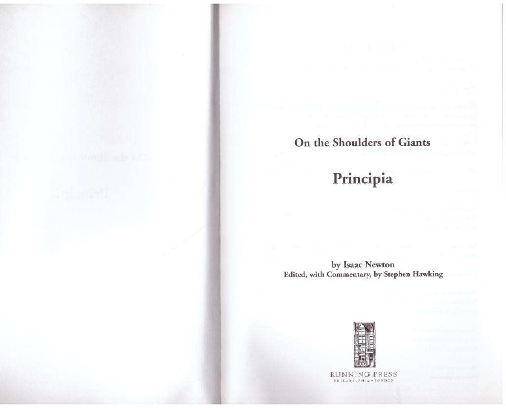 Principia (On The Shoulders Of Giants series)  --  Sir Isaac Newton