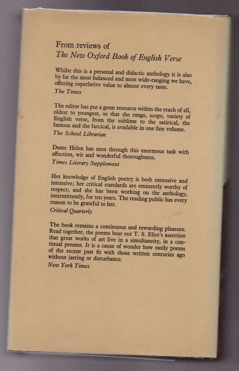 The New Oxford Book of English Verse, 1250-1950  --  Helen Gardner [Compiler]