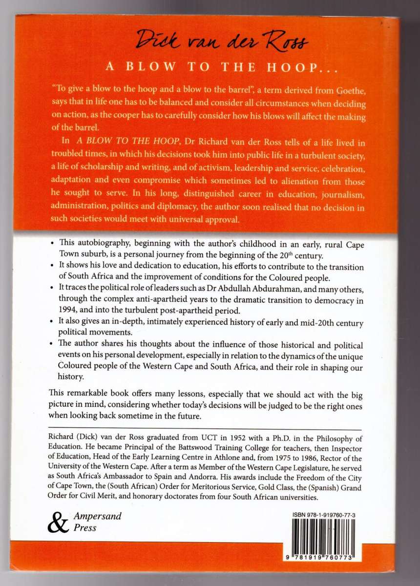 A Blow to the Hoop: The Story of My Life and Times -- Dick Van Der Ross **SIGNED**