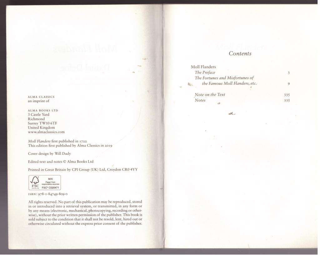 Moll Flanders -- Daniel Defoe