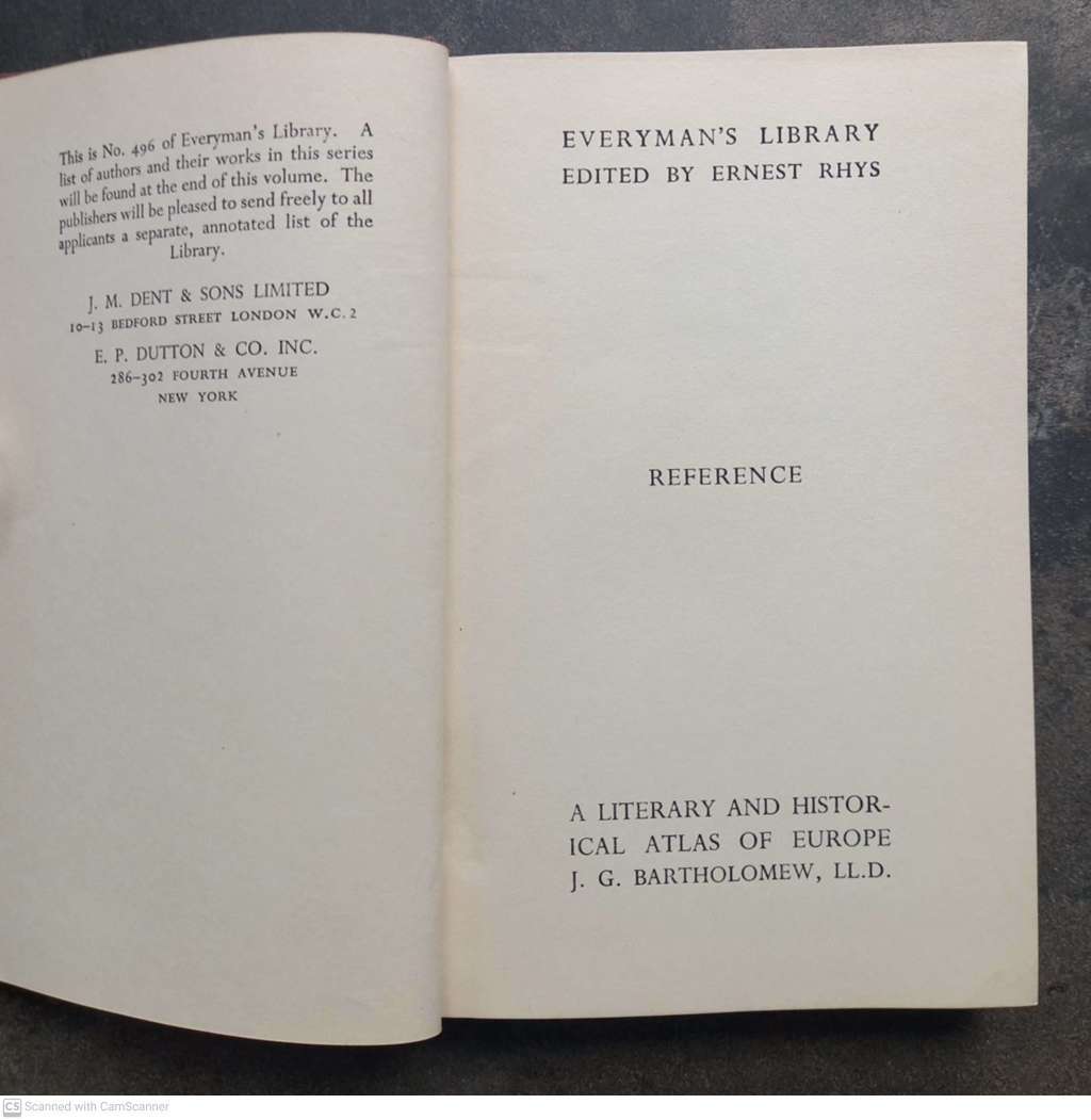 A Literary and Historical Atlas of Europe  -- J. G. Bartholomew