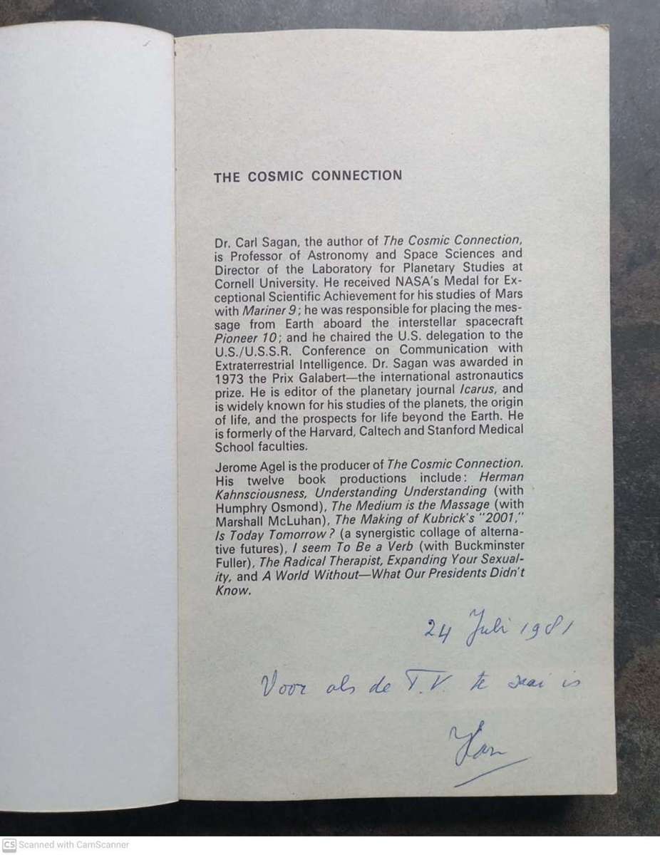 The Cosmic Connection: An Extraterrestrial Perspective  -- Carl Sagan