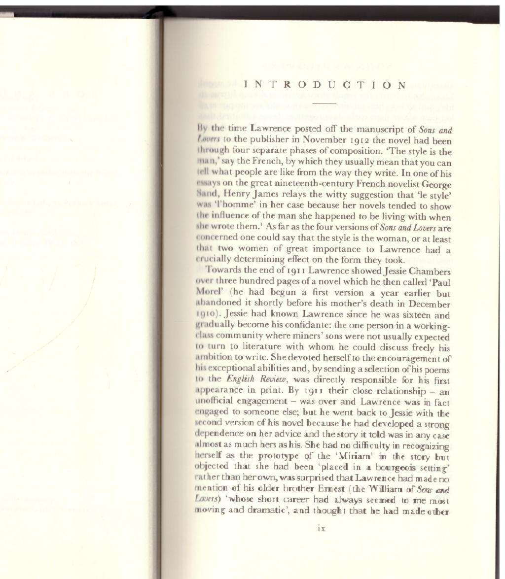 Sons and Lovers -- D. H. Lawrence