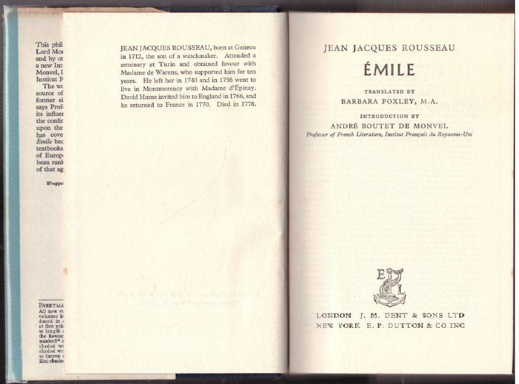 Émile: Or, Treatise on Education  --  Jean-Jacques Rousseau