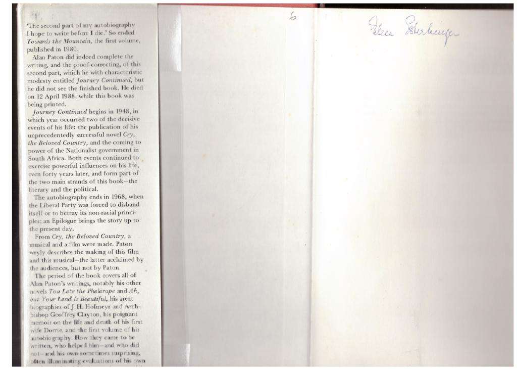 Journey Continued: An Autobiography  -- Alan Paton