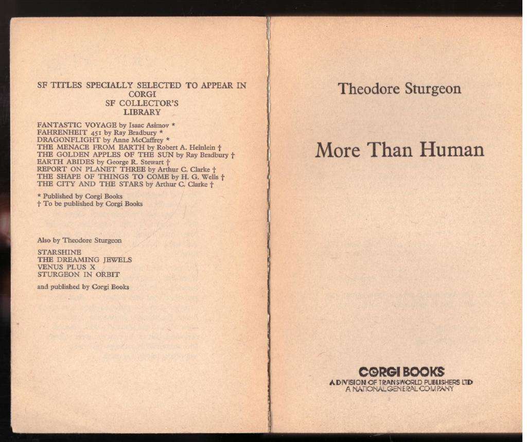 More Than Human (Corgi SF collector's library)  -- Theodore Sturgeon