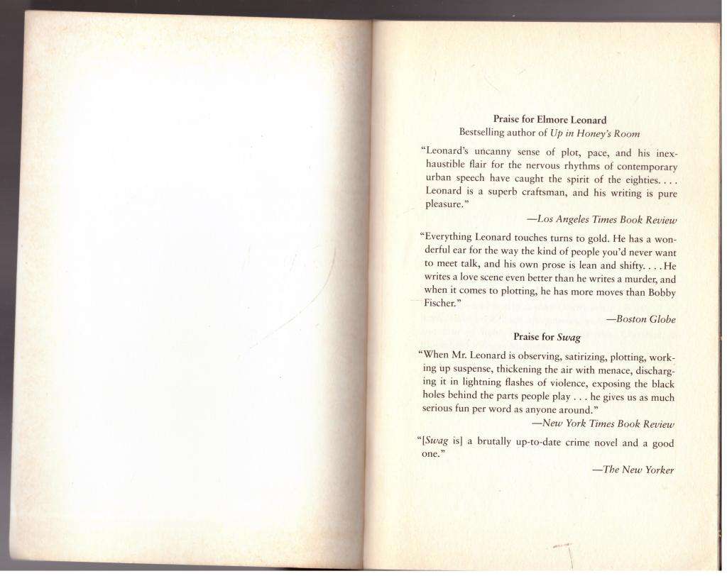 Swag: A Novel  --  Elmore Leonard