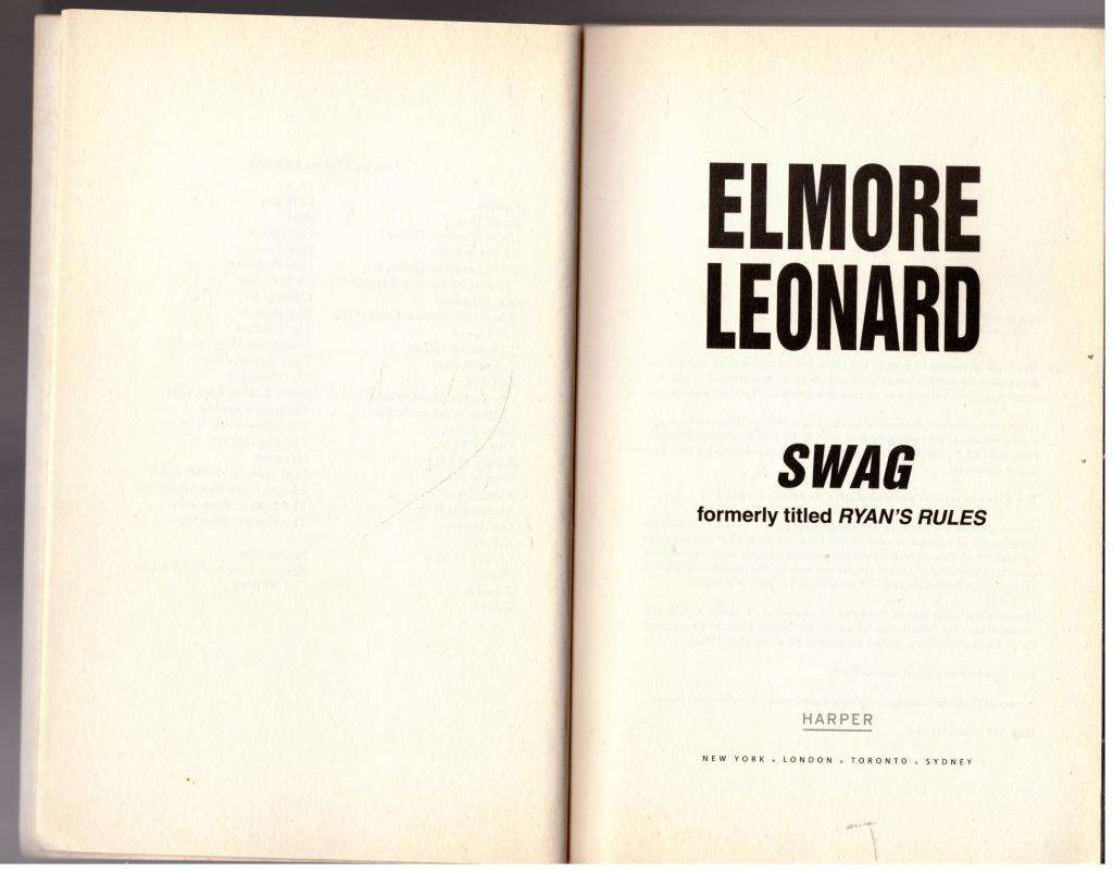 Swag: A Novel  --  Elmore Leonard