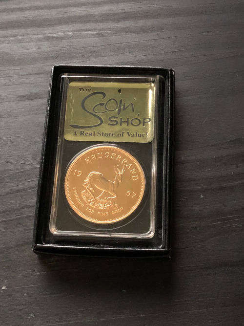 First year of issue - 1967 1oz Krugerrand encapsulated