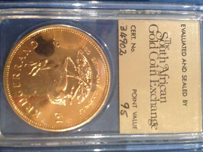 First year of issue - 1967 1oz Krugerrand SAGCE certified and encapsulated