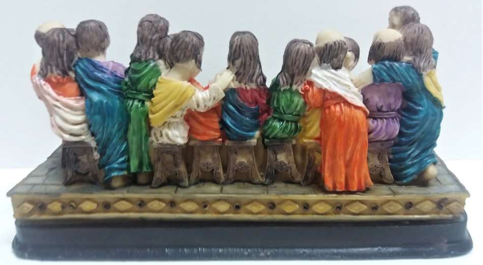 Da Vinci`s `The Last Supper` Jesus and His Disciples, Religious Stone Resin Figurine on base 18,5 cm