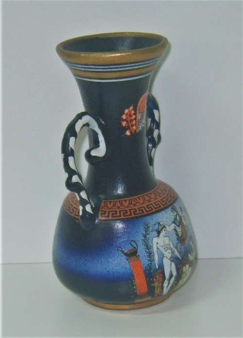 SALE - "GREEK GODS" PAIR OF ORNAMENTAL CERAMIC VASES SIGNED - EXQUISITE FOR DISPLAY - sold as a set.
