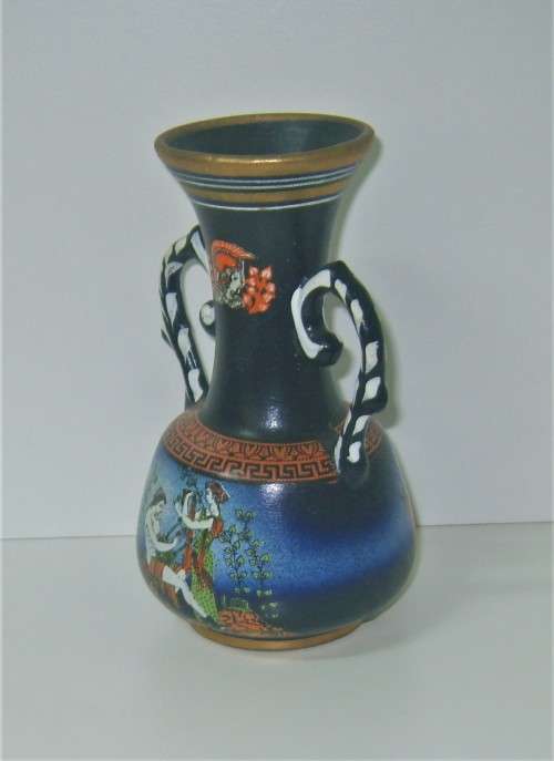 SALE - "GREEK GODS" PAIR OF ORNAMENTAL CERAMIC VASES SIGNED - EXQUISITE FOR DISPLAY - sold as a set.