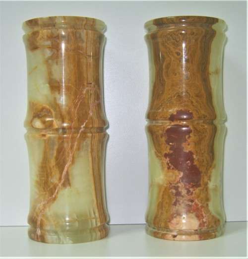 STUNNING VINTAGE Set of 2 MARBLE / ONYX VASES, 20cm