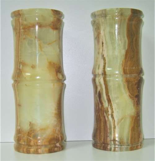 STUNNING VINTAGE Set of 2 MARBLE / ONYX VASES, 20cm