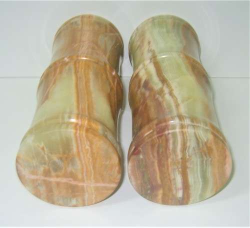 STUNNING VINTAGE Set of 2 MARBLE / ONYX VASES, 20cm