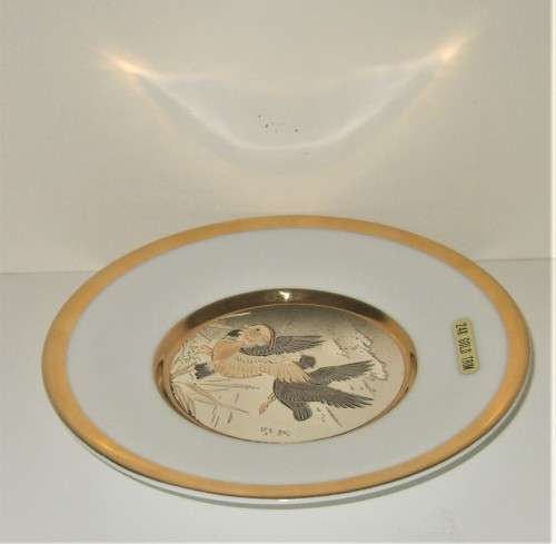 VINTAGE HIGHLY COLLECTABLE JAPANESE "THE ART OF CHOKIN" PLATE - FINE CHINA 24kt GOLD TRIM 1980's  6"