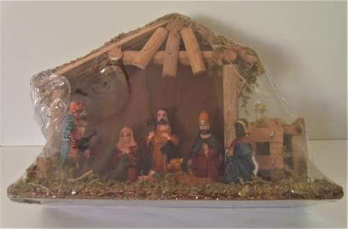 NATIVITY SCENE MANGER, BABY JESUS, VIRGIN MARY, ST. JOSEPH, MAGGI, SHEPHERD - STONE RESIN FIGURINES