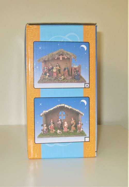 NATIVITY SCENE MANGER, BABY JESUS, VIRGIN MARY, ST. JOSEPH, MAGGI, SHEPHERD - STONE RESIN FIGURINES