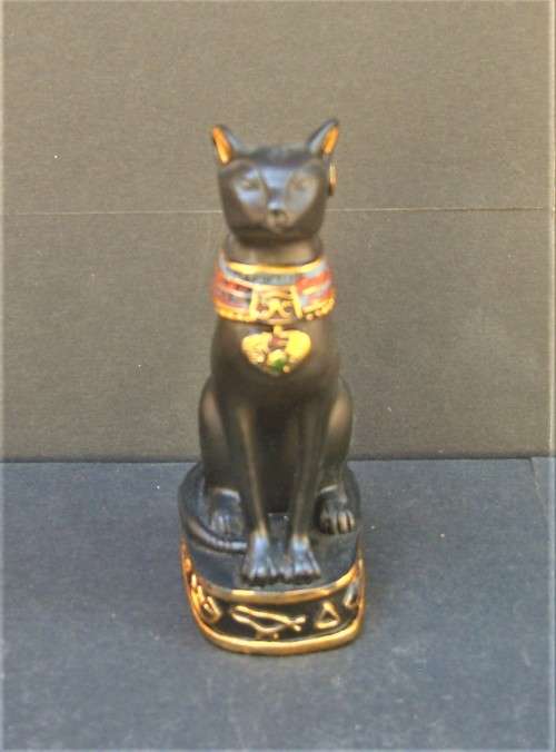 BAST - Black Ancient Egypt Egyptian Goddess Cat `Bastet` Stone-Resin Figurine Statue Miniature 10 cm