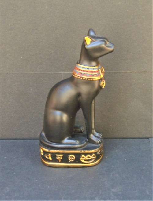 BAST - Black Ancient Egypt Egyptian Goddess Cat `Bastet` Stone-Resin Figurine Statue Miniature 10 cm