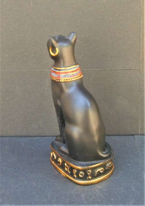 BAST - Black Ancient Egypt Egyptian Goddess Cat `Bastet` Stone-Resin Figurine Statue Miniature 10 cm