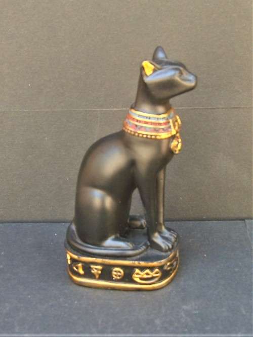 BAST - Black Ancient Egypt Egyptian Goddess Cat `Bastet` Stone-Resin Figurine Statue Miniature 10 cm