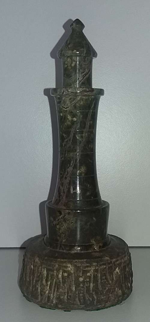 VINTAGE HAND CRAFTED CORNISH SERPENTINE STONE LIGHTHOUSE SIGNED 17CM