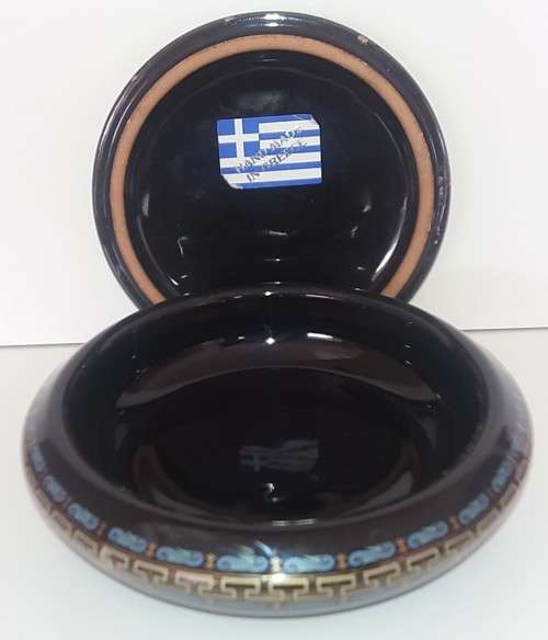 GAY MYTHOLOGY 24KT GOLD GILDED CERAMIC ANCIENT GREEK SIGNED TRINKET BOX IN COBALT BLUE 14 cm