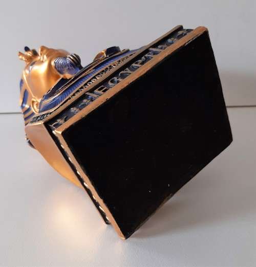 PHARAOH TUTANKHAMUN BUST MADE FROM STONE RESIN HAND FINISHED / PAINTED 18.2 cm