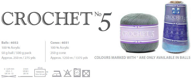 Crochet No.5 Yarn Wool 50g ball / 250g Cone crochet knitting wool